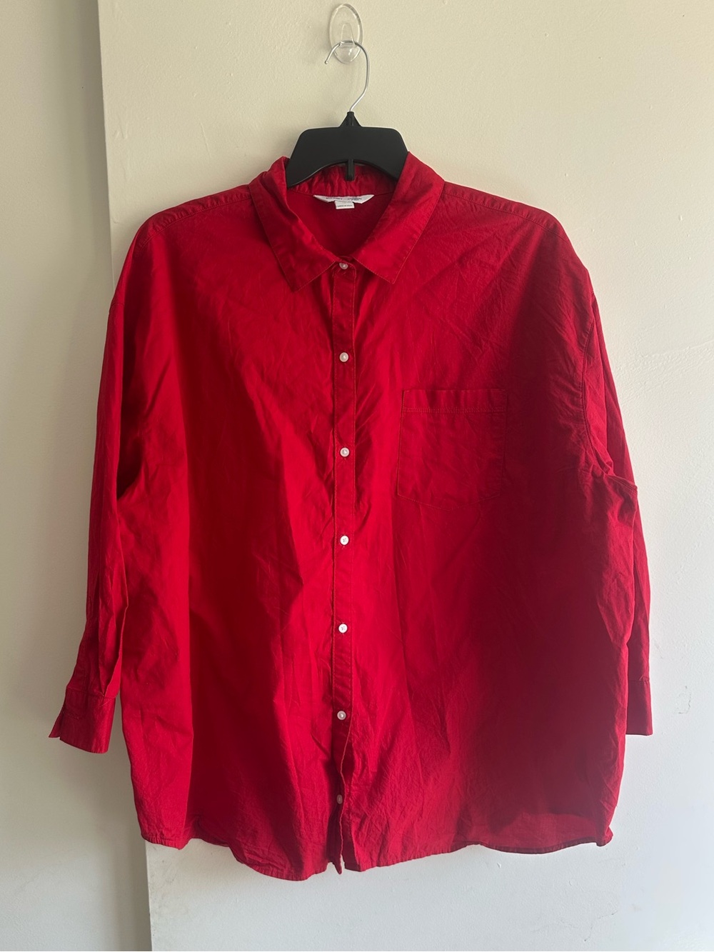 Old Navy Red Women's Button-Down Shirt The Boyfriend Shirt